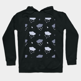 Rain Cloud Pattern in Black Hoodie